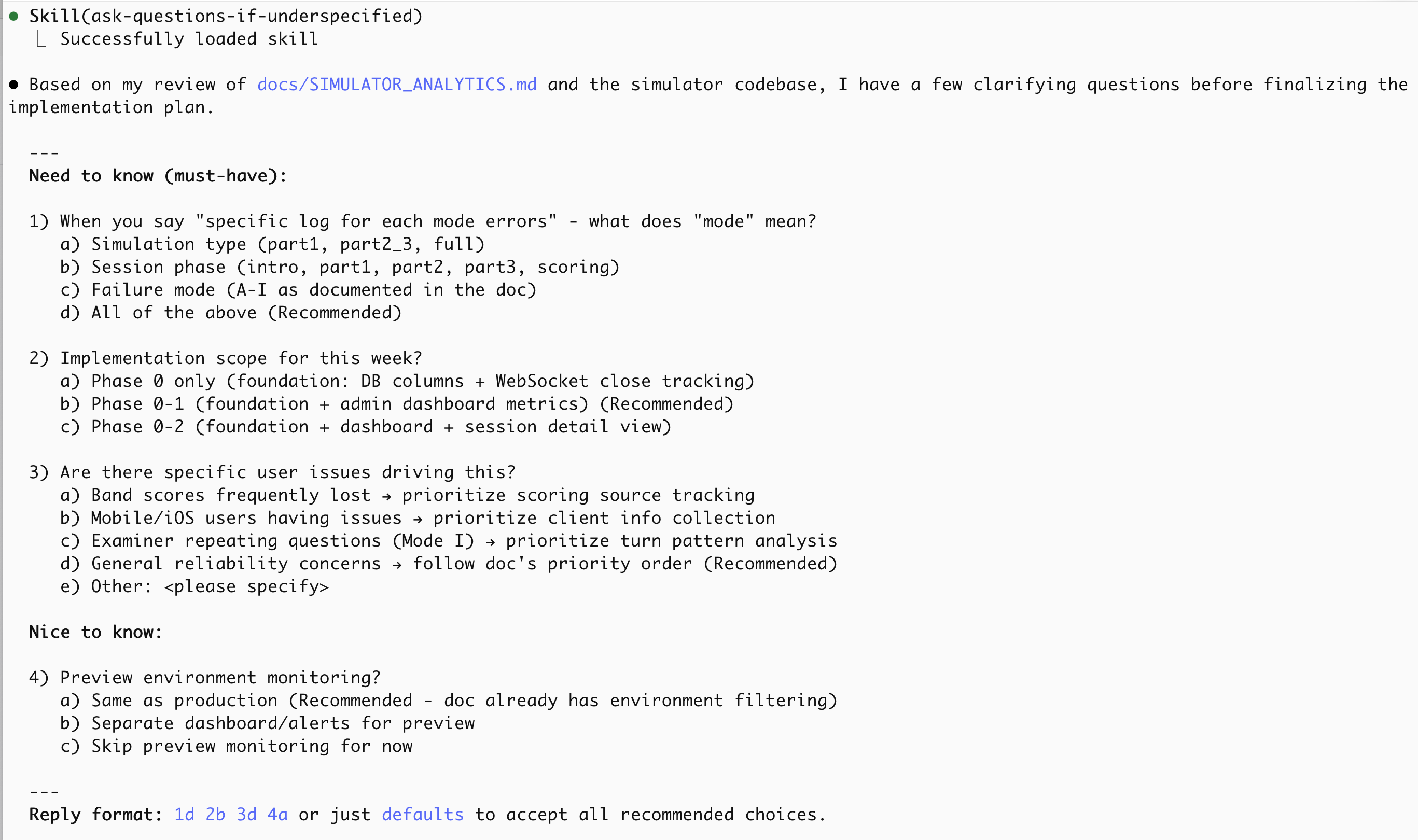 Ask Questions Skill Example